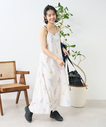 大花印花吊帶連衣裙