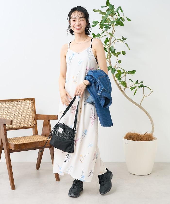 大花印花吊帶連衣裙