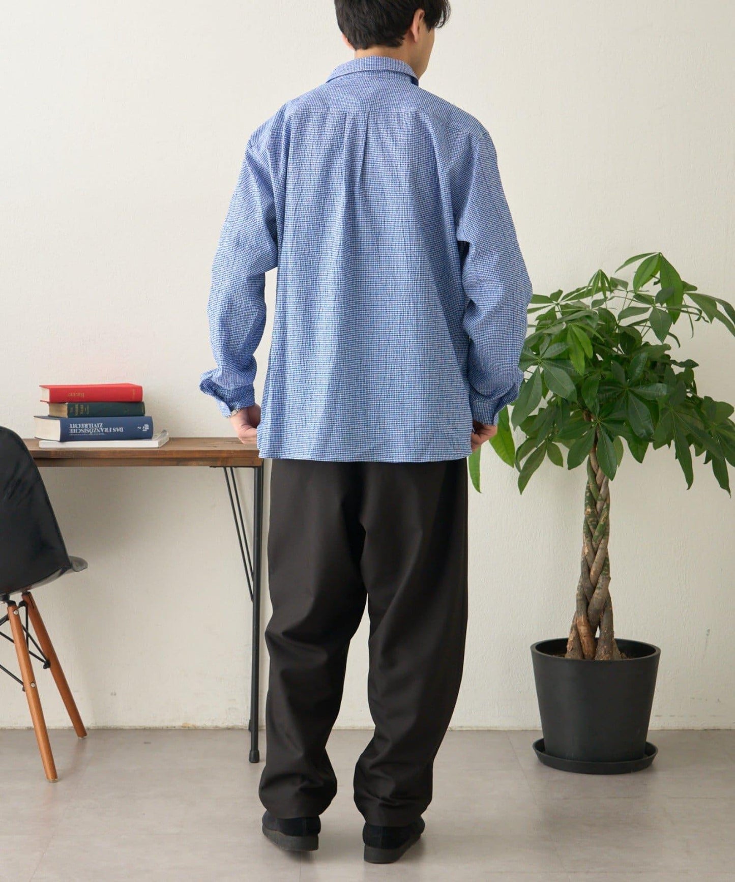 【男女通用】寬鬆剪裁透視足球格紋襯衫