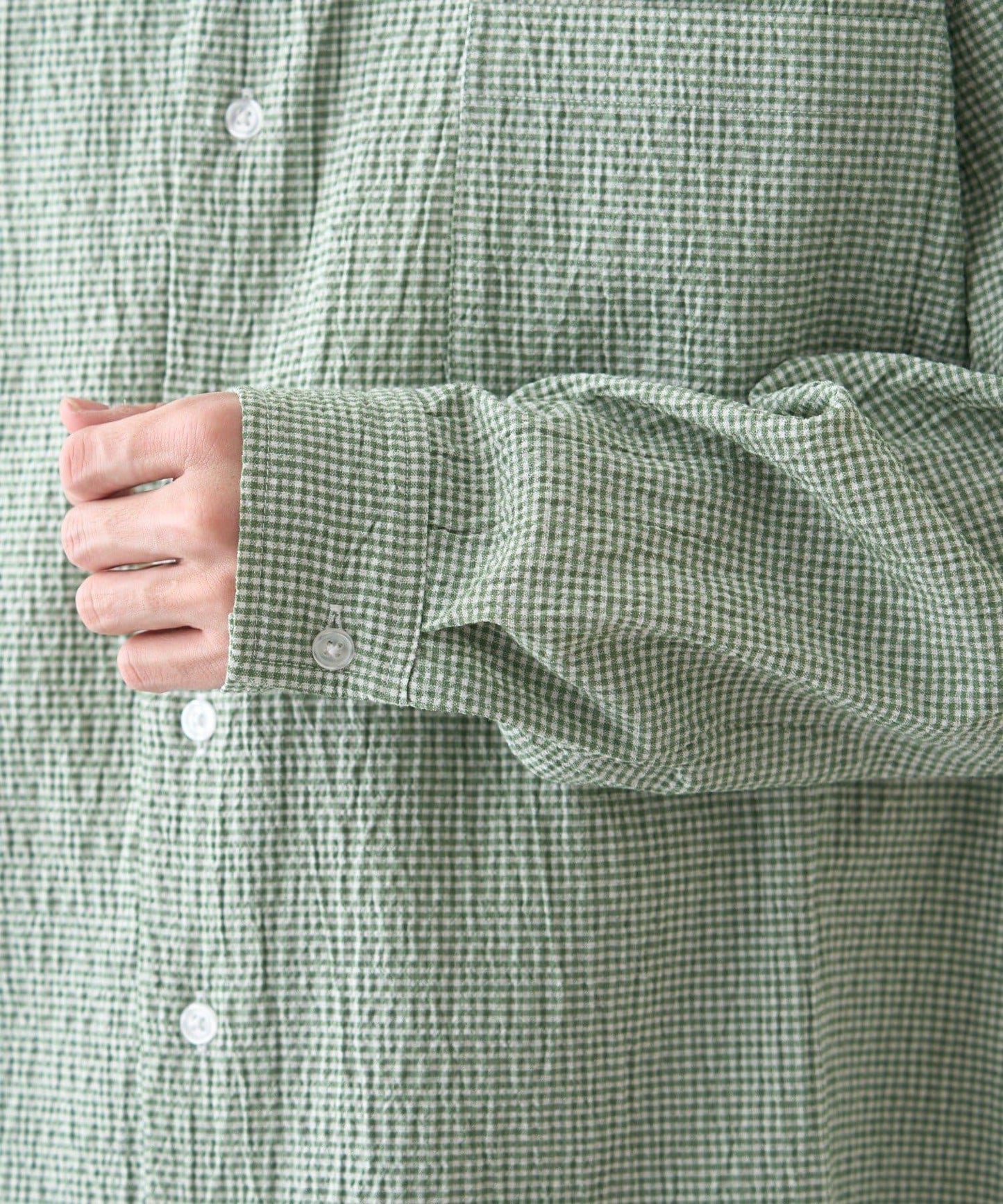 【男女通用】寬鬆剪裁透視足球格紋襯衫