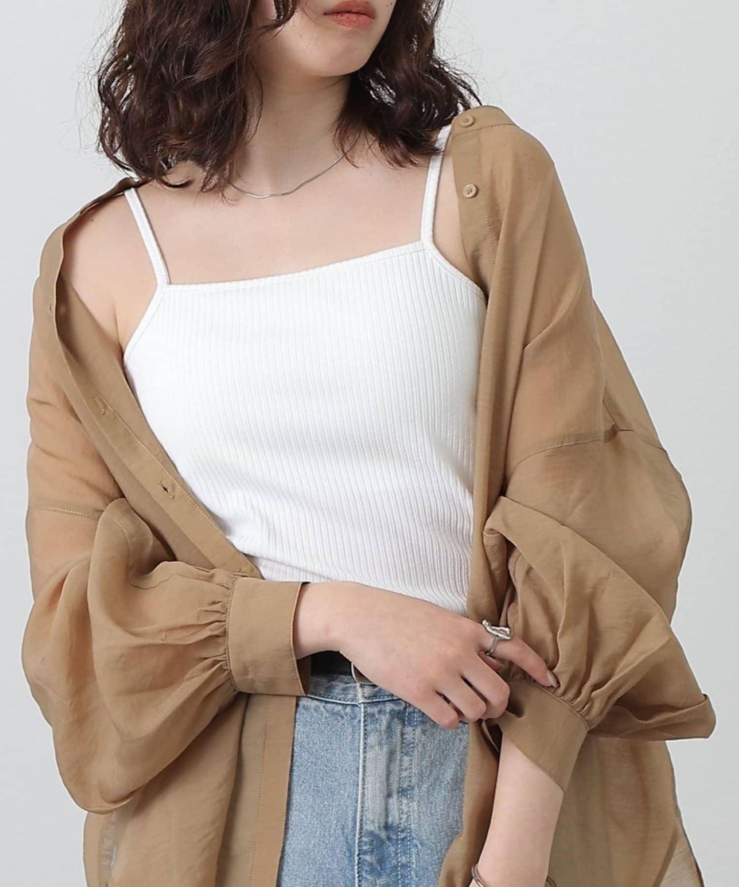 帶杯兒圓領方形吊帶背心