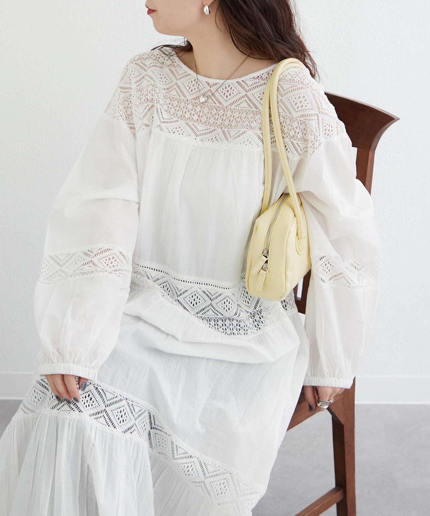 【@kana_18s】【India系列】蕾絲拼接長款連衣裙