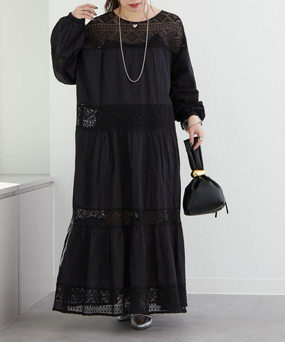 【@kana_18s】【India系列】蕾絲拼接長款連衣裙