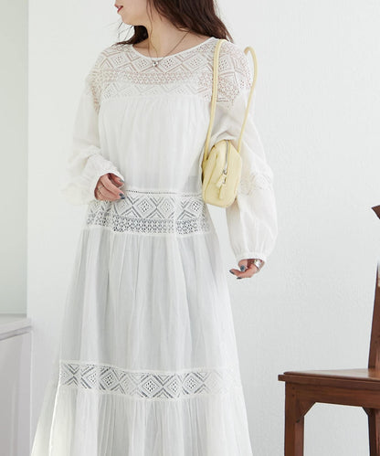 【@kana_18s】【India系列】蕾絲拼接長款連衣裙