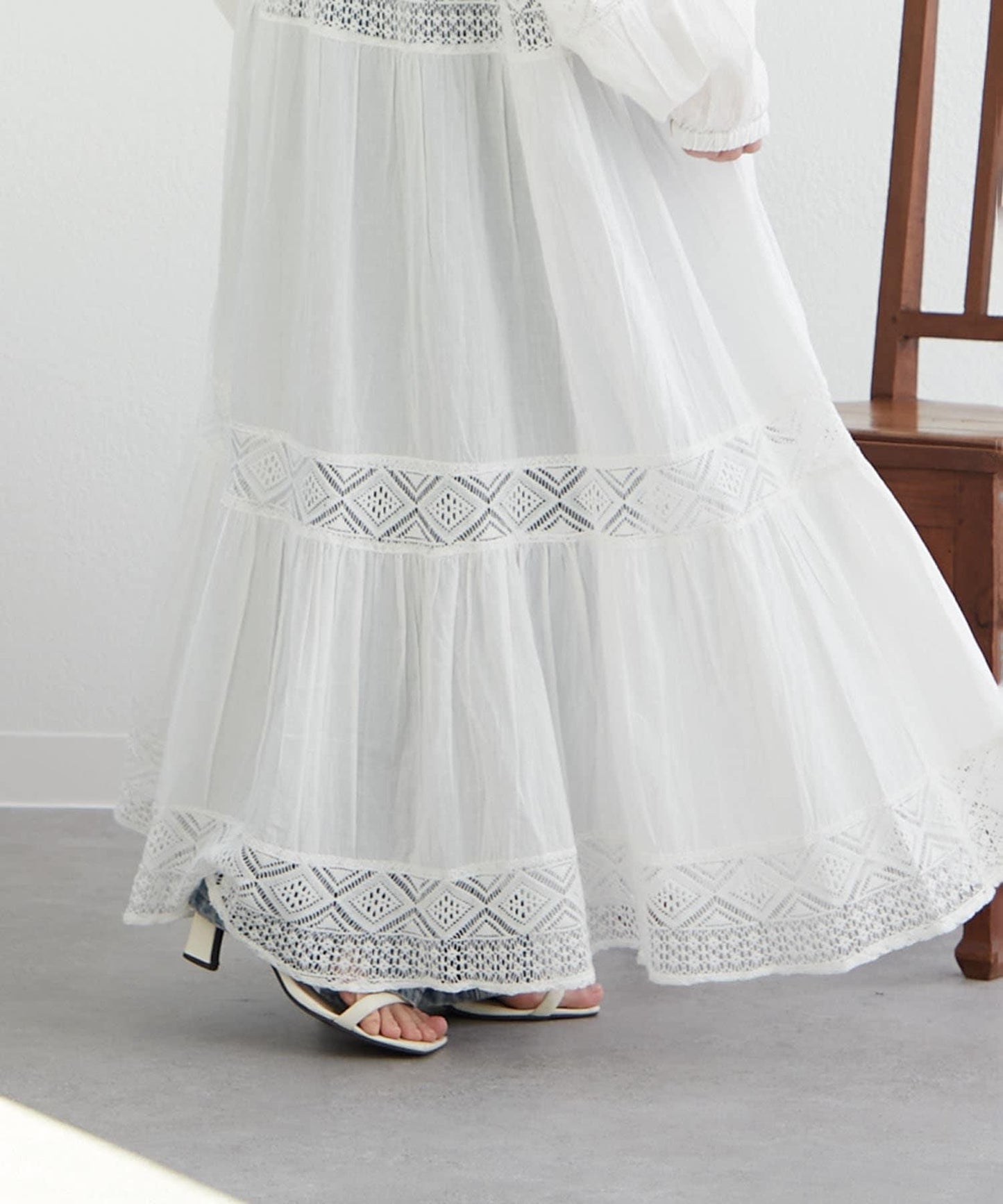 【@kana_18s】【India系列】蕾絲拼接長款連衣裙