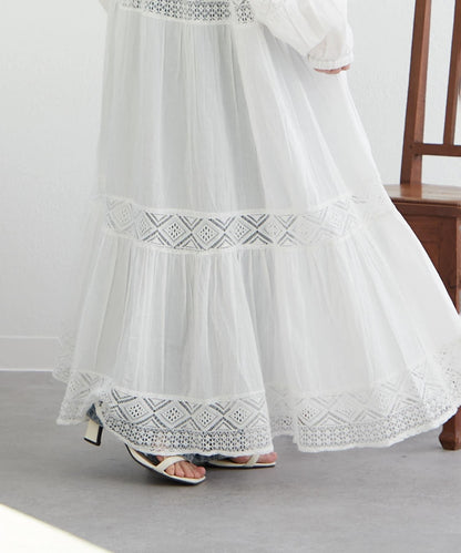 【@kana_18s】【India系列】蕾絲拼接長款連衣裙