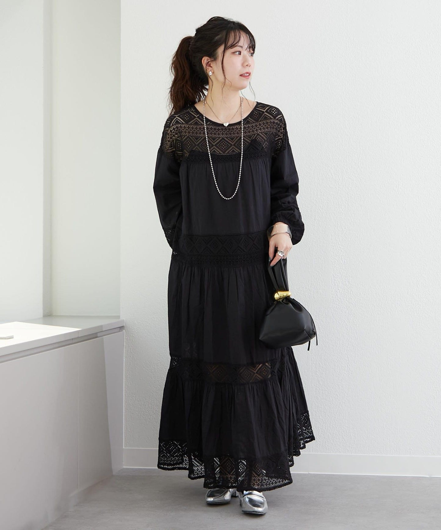 【@kana_18s】【India系列】蕾絲拼接長款連衣裙