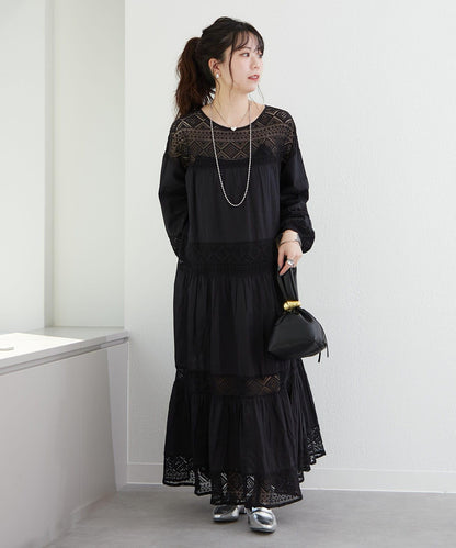 【@kana_18s】【India系列】蕾絲拼接長款連衣裙