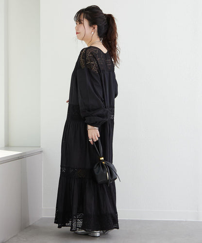 【@kana_18s】【India系列】蕾絲拼接長款連衣裙
