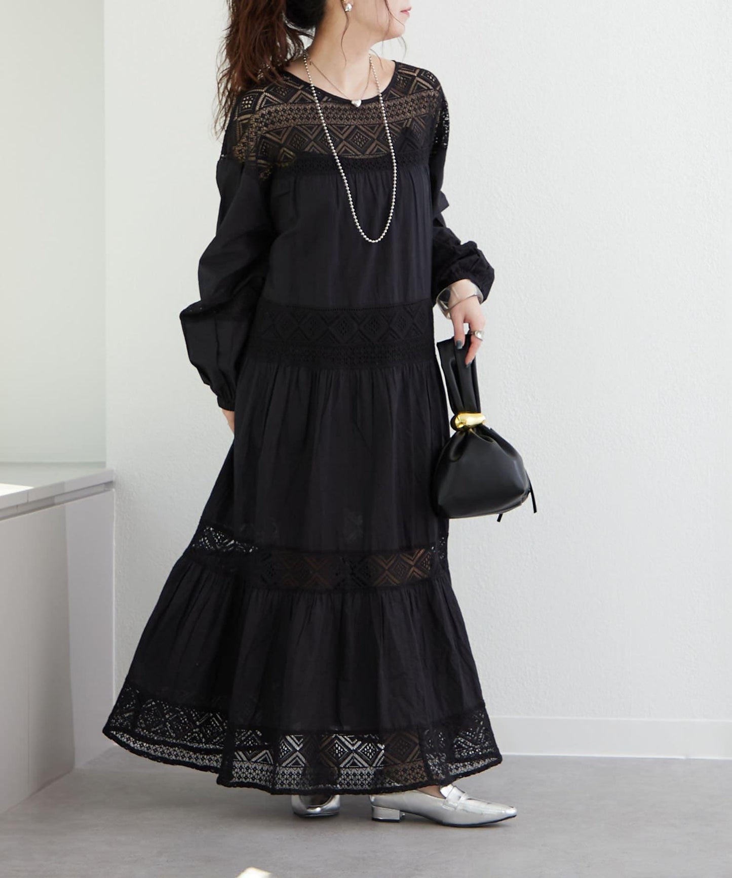 【@kana_18s】【India系列】蕾絲拼接長款連衣裙