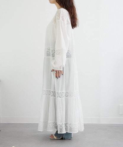 【@kana_18s】【India系列】蕾絲拼接長款連衣裙