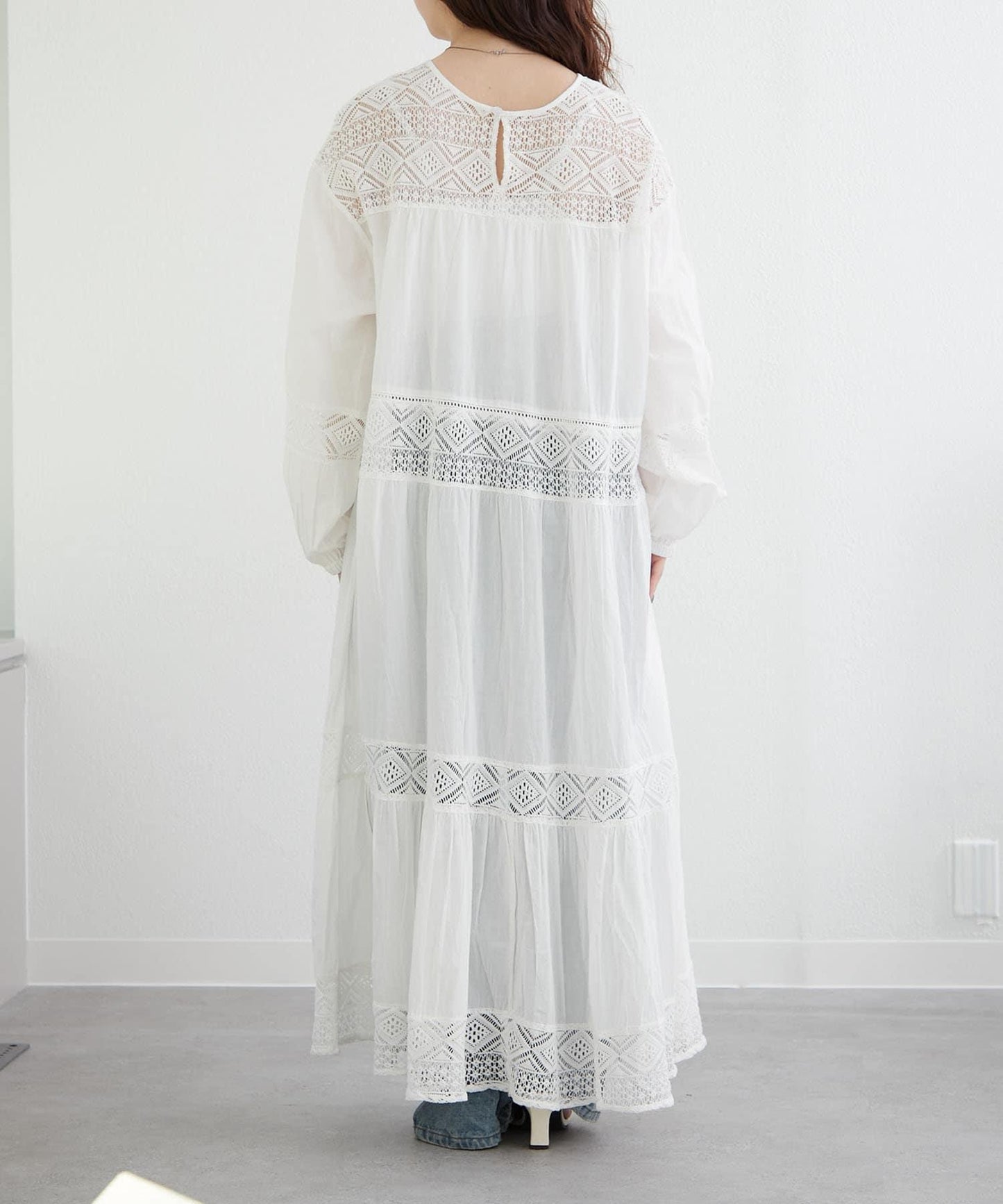 【@kana_18s】【India系列】蕾絲拼接長款連衣裙