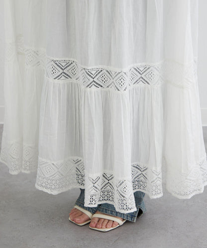 【@kana_18s】【India系列】蕾絲拼接長款連衣裙