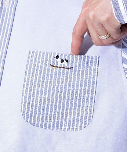 【GLOSTER】法國鬥牛犬刺繡 領釦襯衫