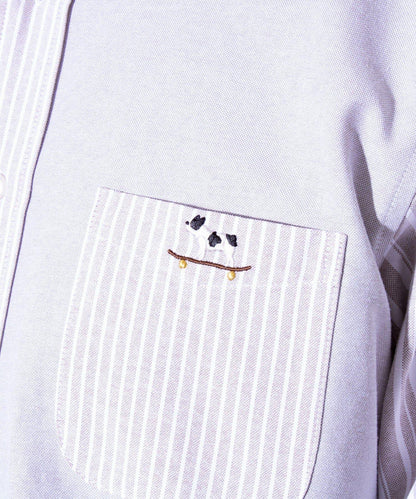 【GLOSTER】法國鬥牛犬刺繡 領釦襯衫
