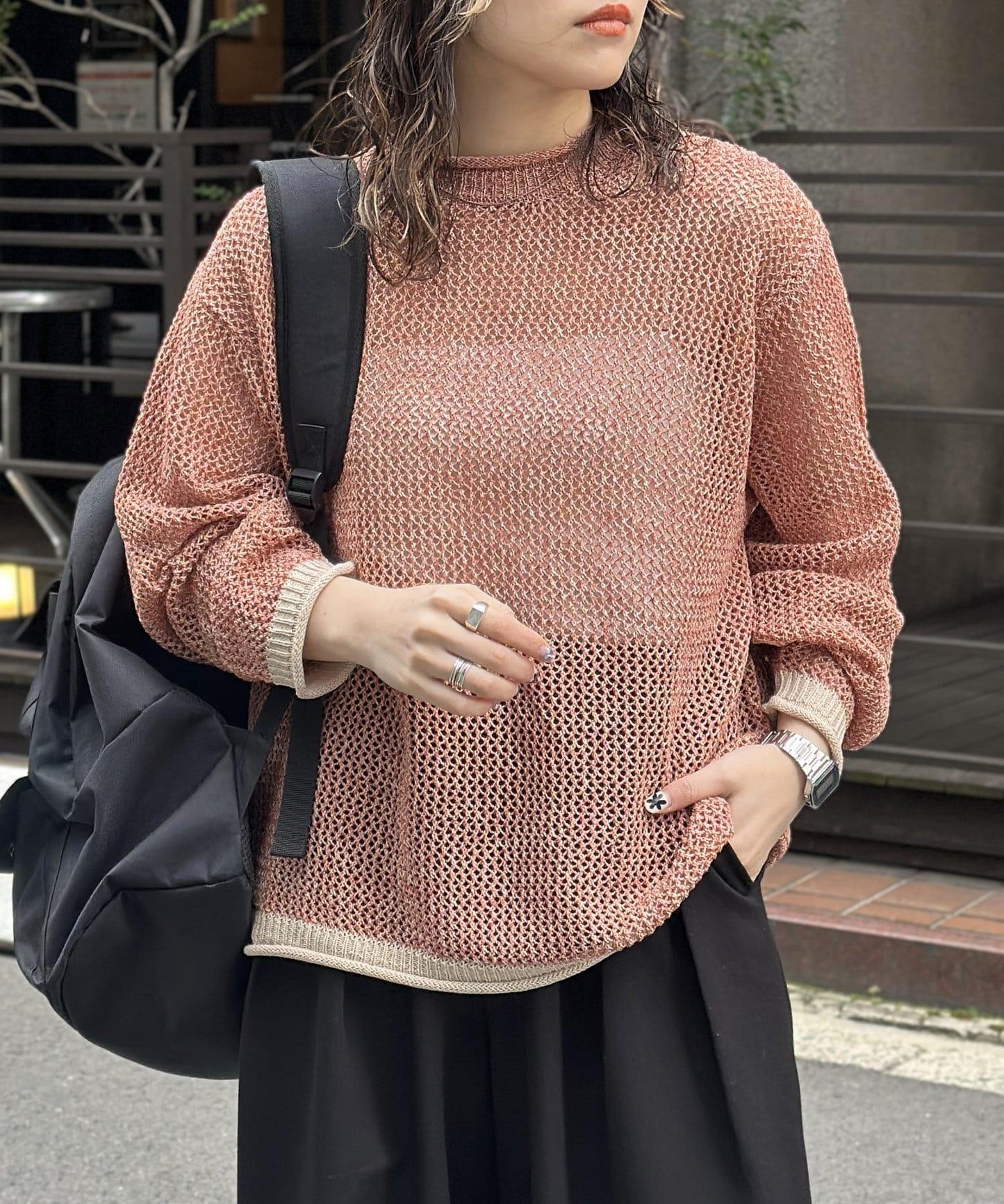 網眼針織套頭衫