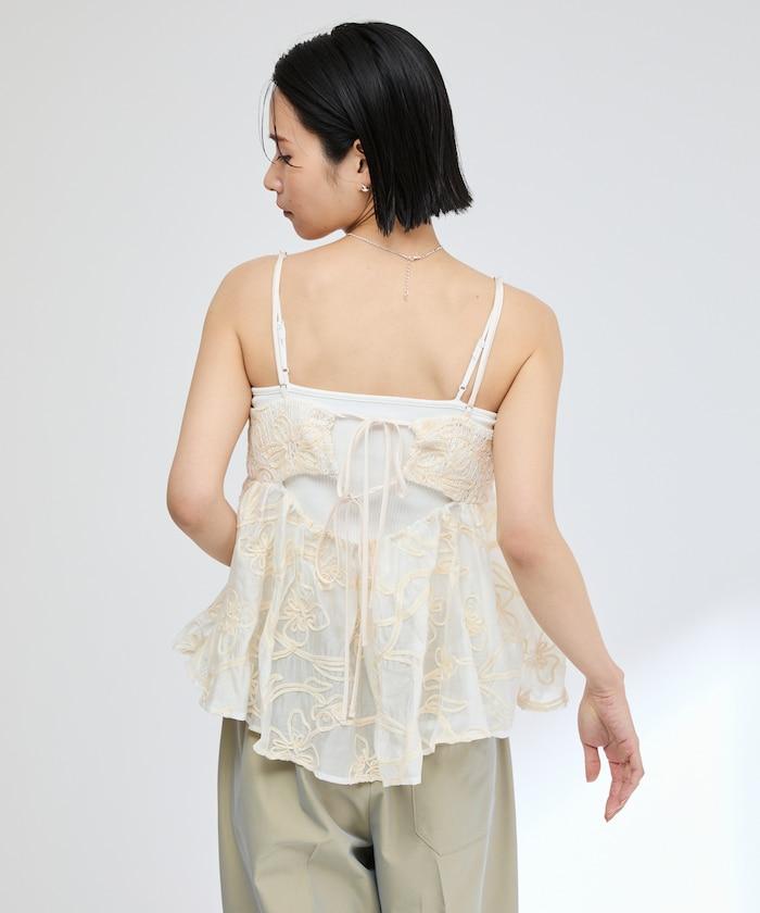 刺繡蕾絲網紗吊帶背心上衣