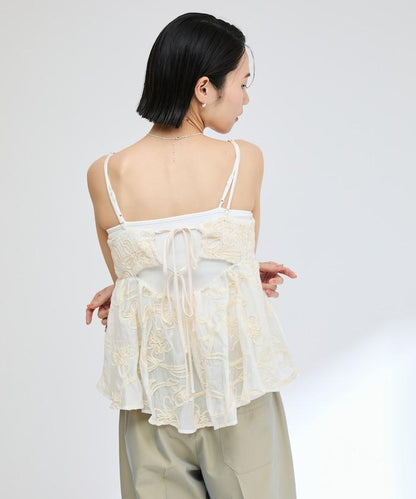 刺繡蕾絲網紗吊帶背心上衣