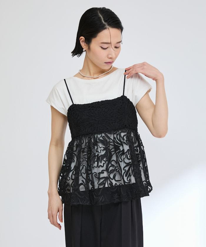 刺繡蕾絲網紗吊帶背心上衣
