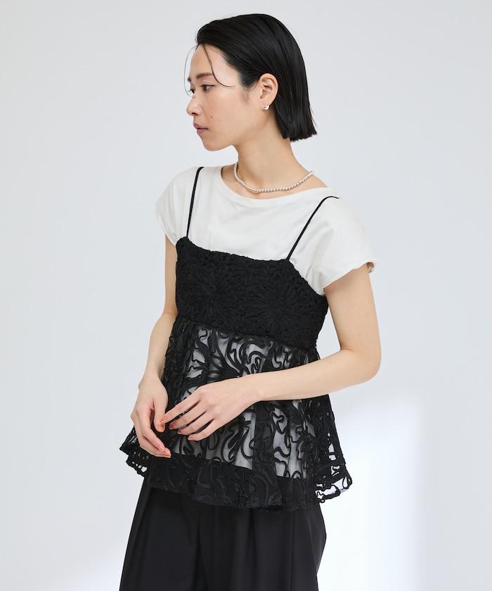 刺繡蕾絲網紗吊帶背心上衣