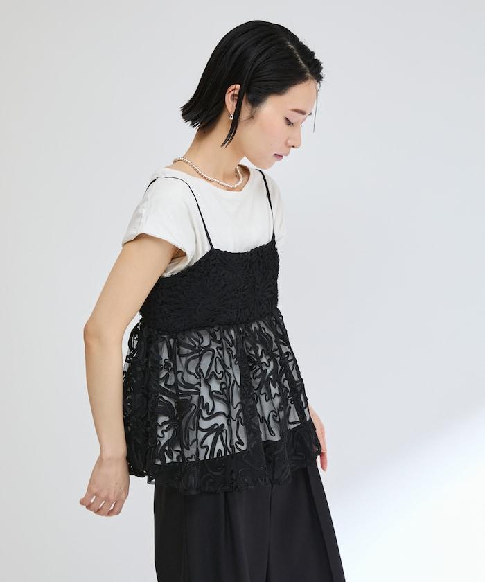 刺繡蕾絲網紗吊帶背心上衣