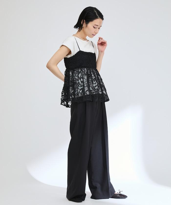 刺繡蕾絲網紗吊帶背心上衣