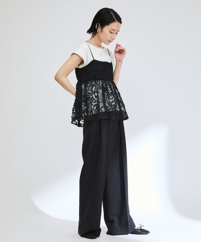 刺繡蕾絲網紗吊帶背心上衣