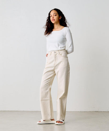 方領針織長袖套頭衫