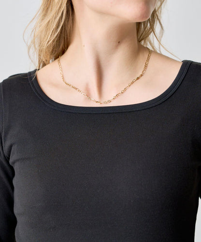 方領針織長袖套頭衫