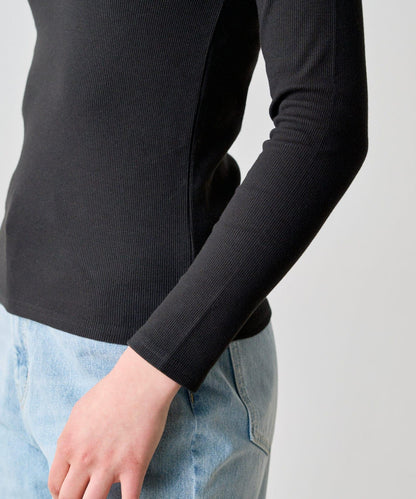 方領針織長袖套頭衫