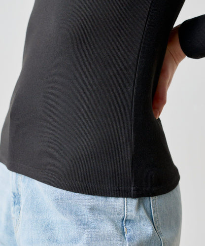 方領針織長袖套頭衫