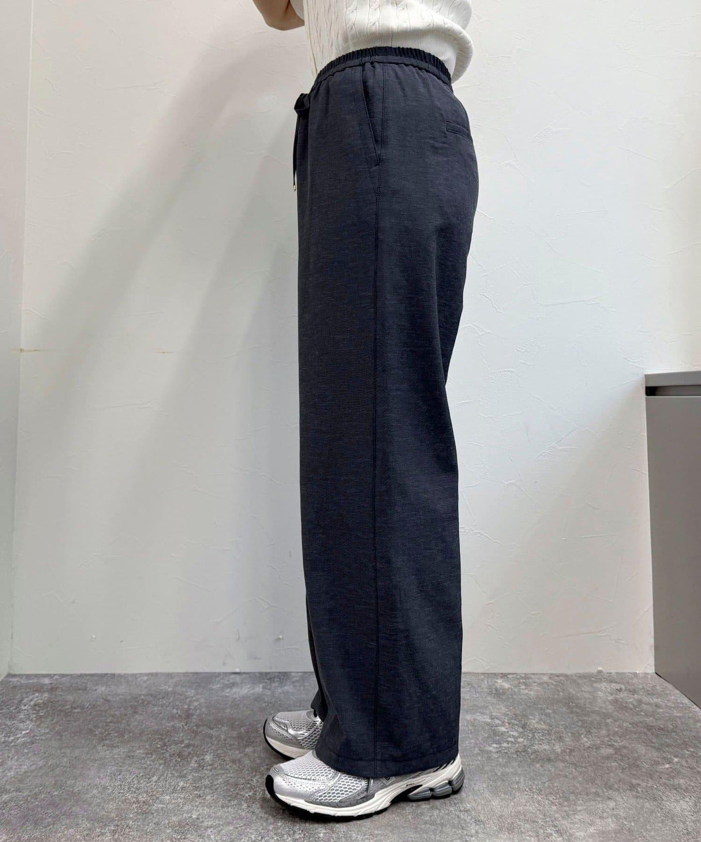 亞麻混纖維生物帆布半寬鬆長褲