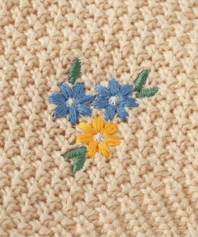 花朵刺繡針織背心＆長款上衣套裝