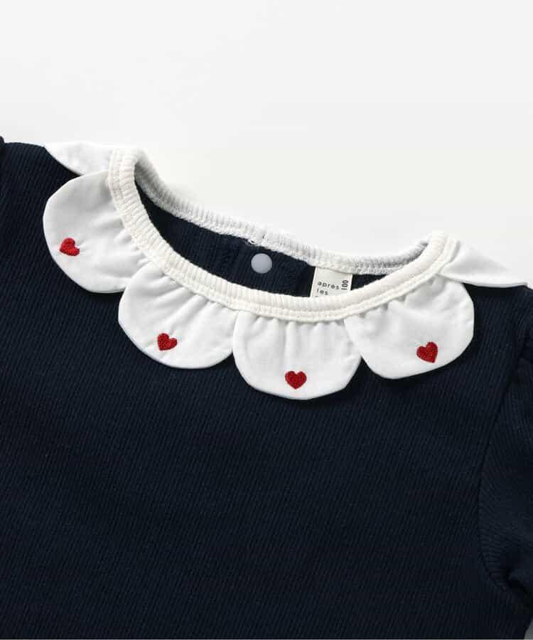 花瓣領愛心刺繡T恤