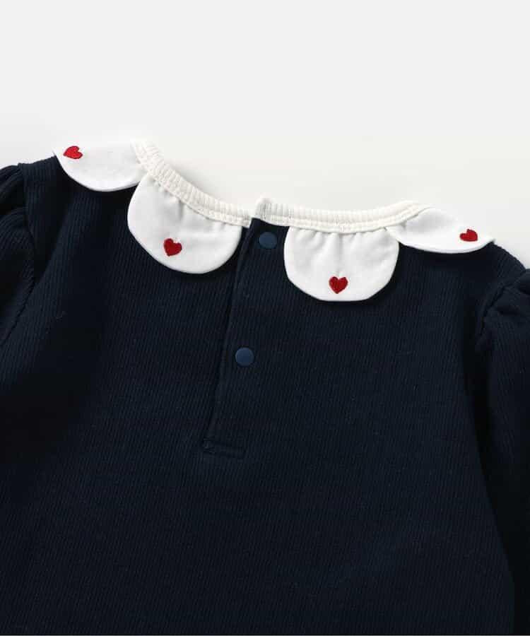 花瓣領愛心刺繡T恤