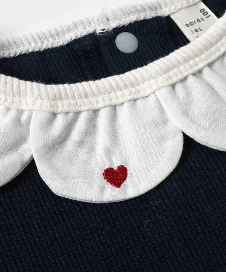 花瓣領愛心刺繡T恤