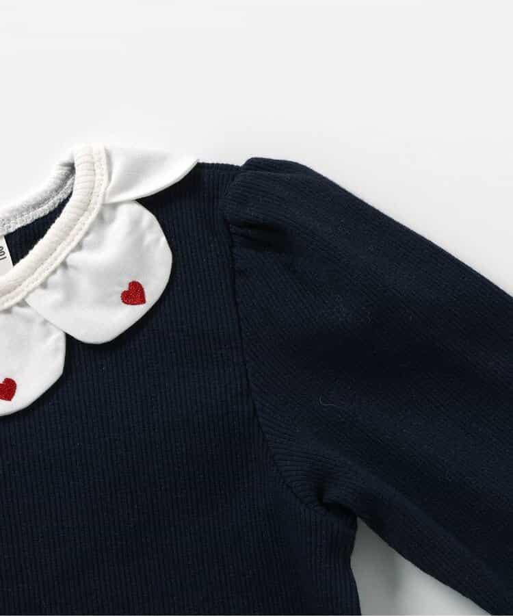 花瓣領愛心刺繡T恤
