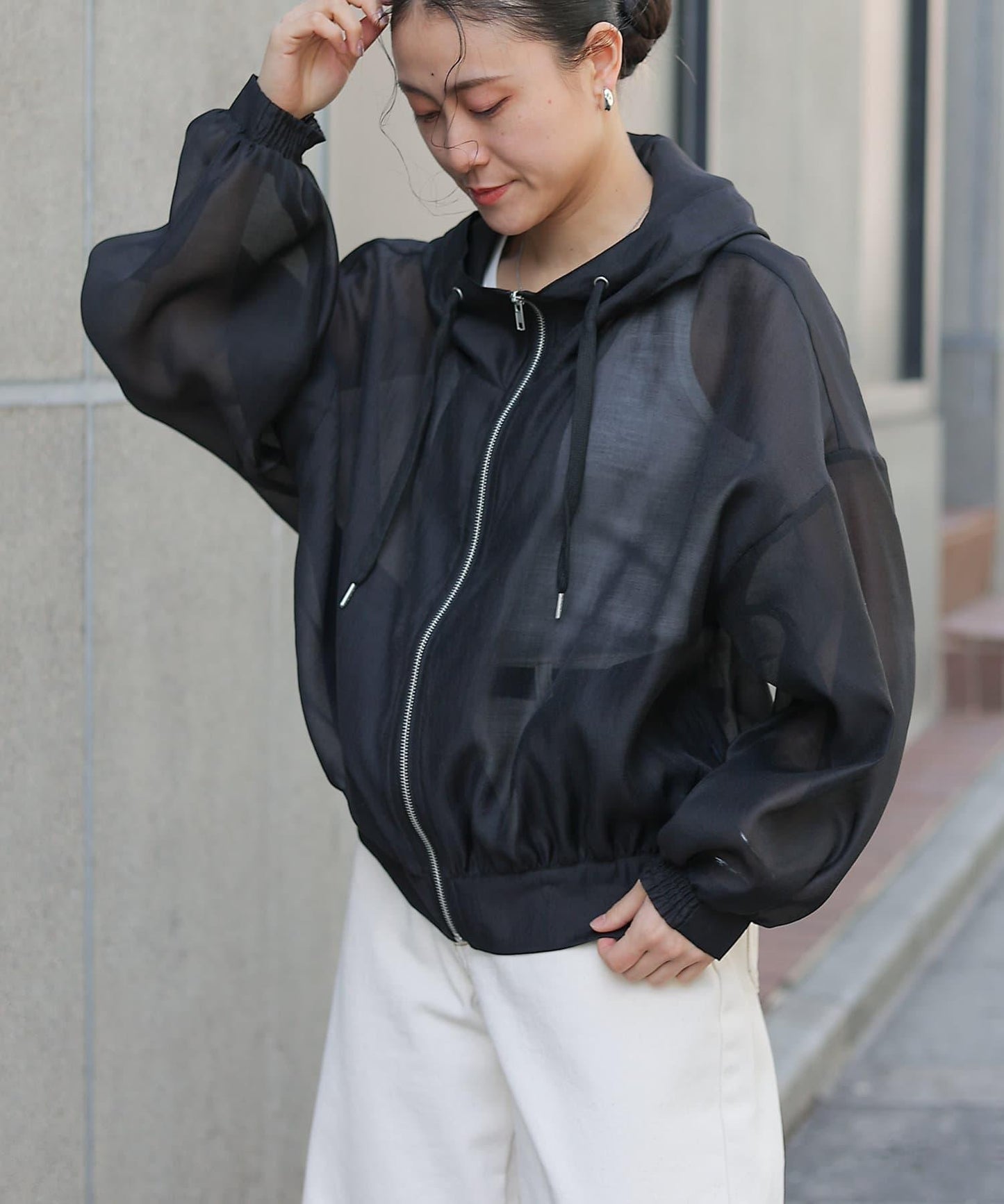 透明滌綸煮沸帶帽羽絨服