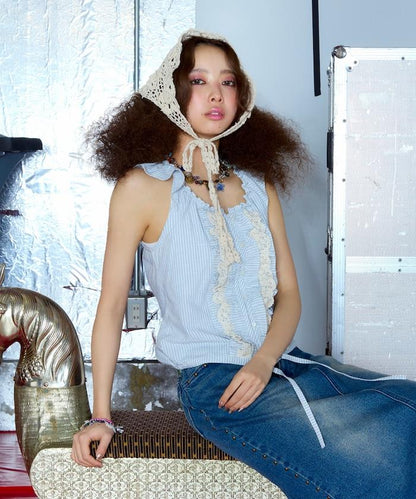 2WAY蕾絲荷葉邊襯衫