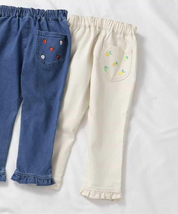 水果刺繡口袋九分褲