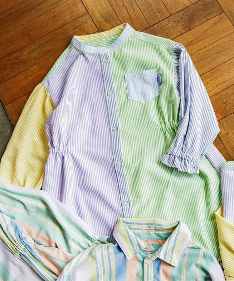 春季彩色條紋襯衫連衣裙