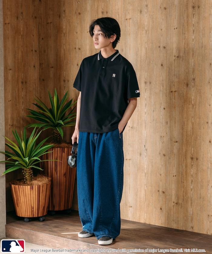 聯名 MLB 鹿子紋 立領短袖Polo衫