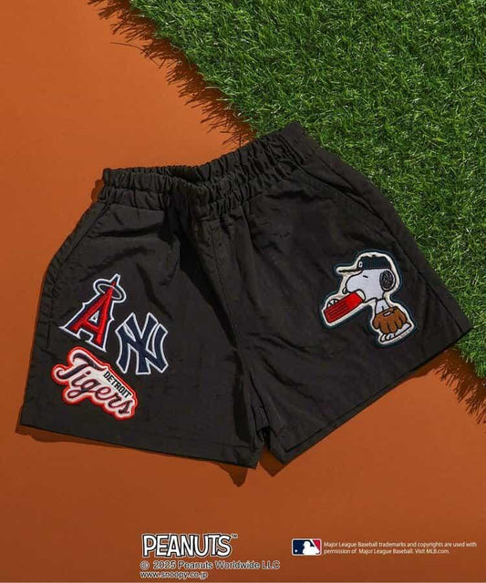 【MLB×《花生漫畫》】寬鬆半截貼布長褲 4分褲