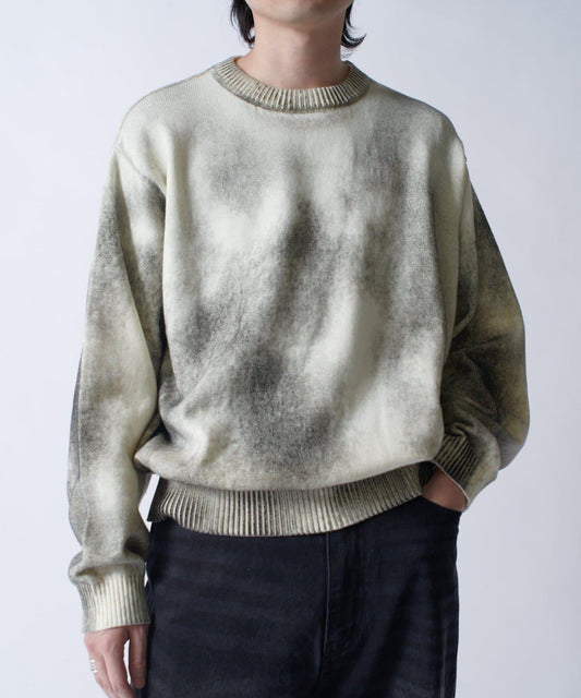 噴塗印花圓領針織衫