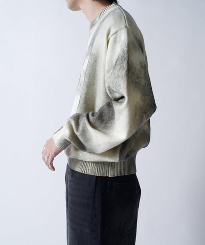 噴塗印花圓領針織衫