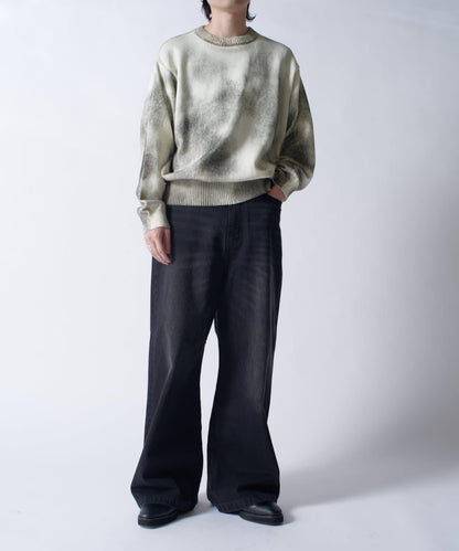 噴塗印花圓領針織衫