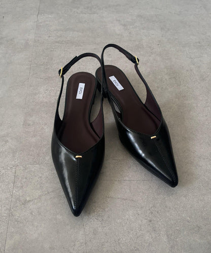 【限定】軟質後帶尖頭高跟鞋