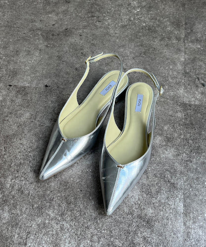 【限定】軟質後帶尖頭高跟鞋
