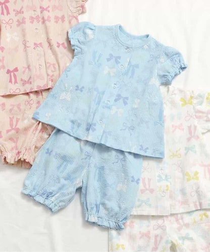 蝴蝶結開襟睡衣