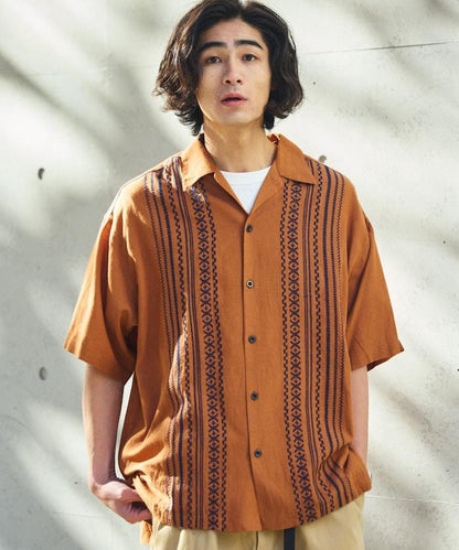 Relax Fit 舒適版 麻混織 設計刺繡 古巴襯衫 【限定推出】